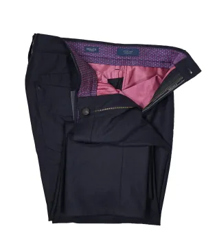 INCOTEX - CASHMERE WOOL Flat Front 5-Pocket Blue Flannel Logo Pants  -  33W