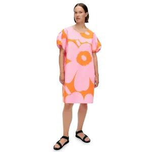 Marimekko Avomeri Unikko Cotton Dress, Light Pink & Orange